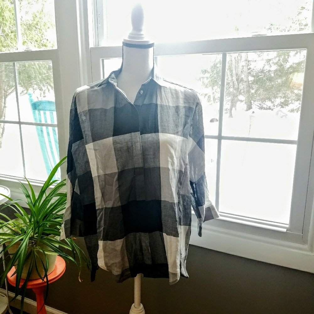 IMNYC Black BUFFALO PLAID‎ Hi Lo Shirt Size M